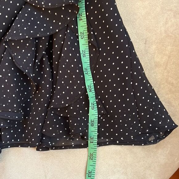 Chaps Sz S Elastic Waist Lined Classic Polka Dot Ruffle Skirt - Picture 8 of 8